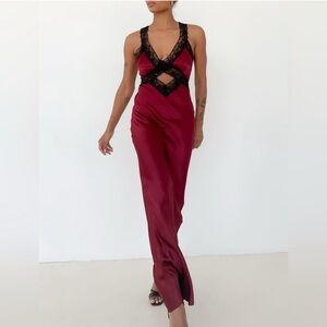 Rumored Crossroads Maxi Dress — Garnet